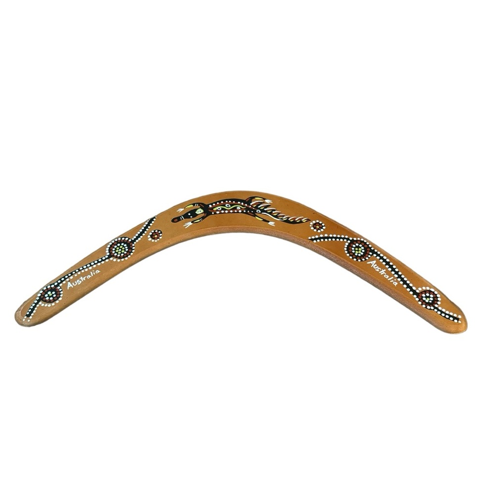 Australian Made Carded 14" Decorated Wood Throwing
Boomerang - Crocodile Design